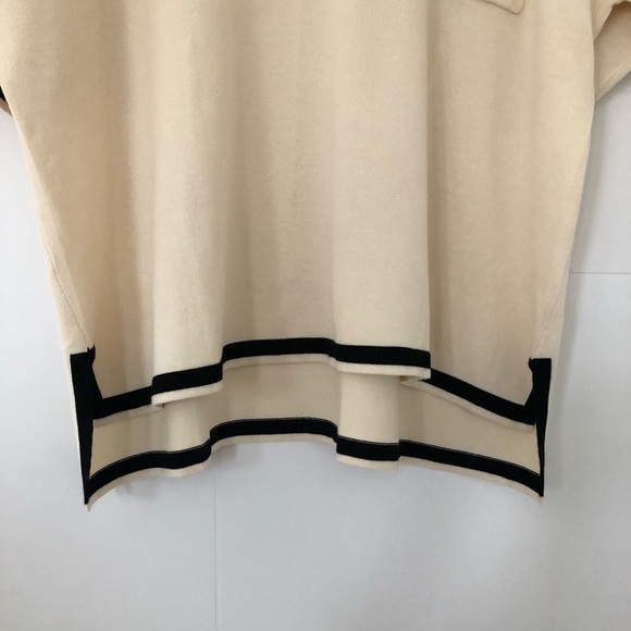ZANZEA | Women’s Cream W/ Black Boarded Crewneck Short Sleeved Sweater - Picture 2 of 4
